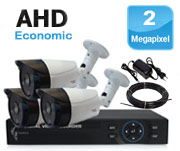 پک دوربین مداربسته سه دوربین دیواری 2 مگاپیکسلی همراه با کابل و آدابتور AHD 2MP